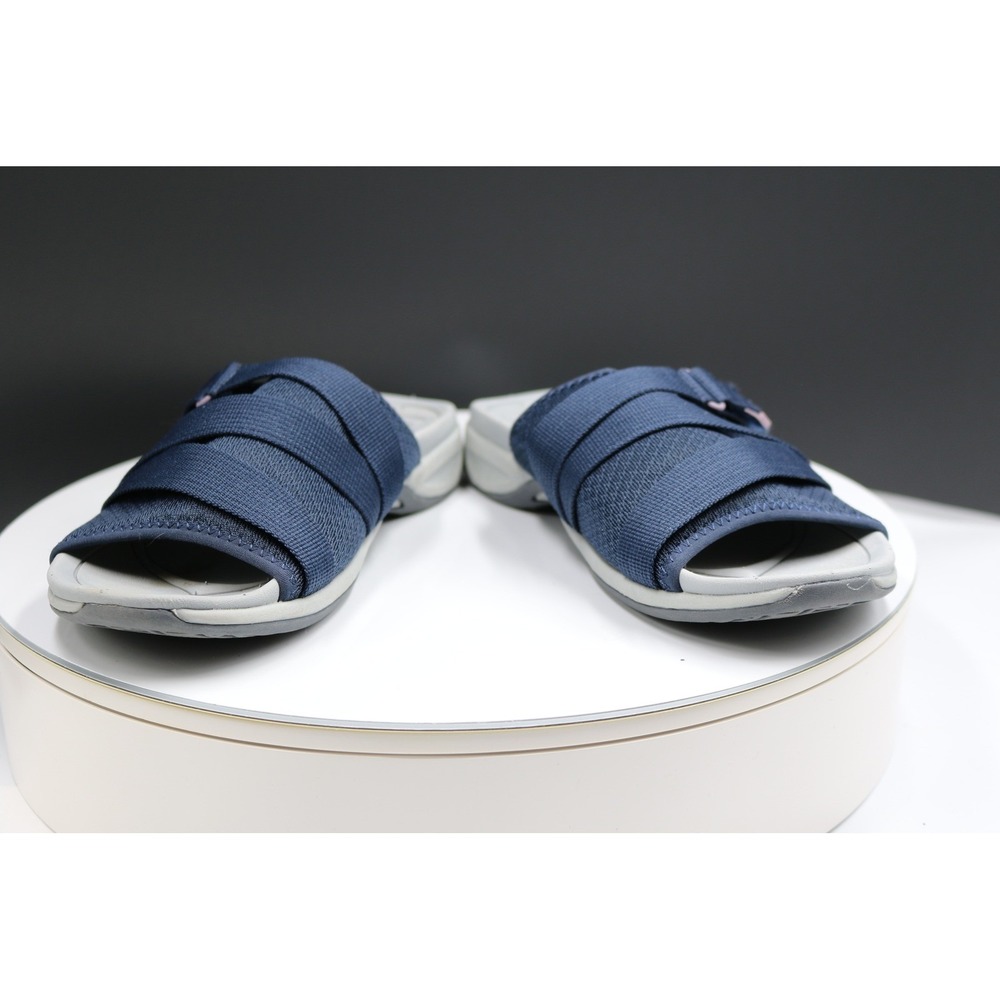 Dr. Scholl's Slide Sandals Womens 8 Navy Blue Adjustable Mesh Sporty Comfort